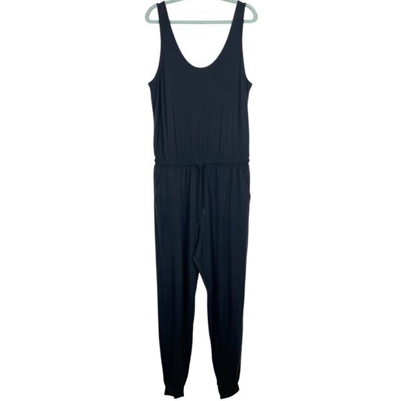 Athleta Balance Jogger Jumpsuit Black Large Tall Casual Comfy Sporty Lounge - Picture 4 of 13